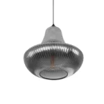 GLOBOSTAR® VERRE 206-0021 Μοντέρνο Κρεμαστό Φωτιστικό Οροφής με Ντουί 1 x E27 AC 220-240V IP20 - Μαύρο Φιμέ - Μ38 x Π38 x Υ34cm - Image 5