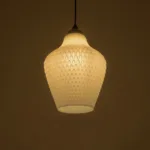 GLOBOSTAR® SKLO 206-0023 Μοντέρνο Κρεμαστό Φωτιστικό Οροφής με Ντουί 1 x E27 AC 220-240V IP20 - Λευκό - Μ22 x Π22 x Υ31cm - Image 2