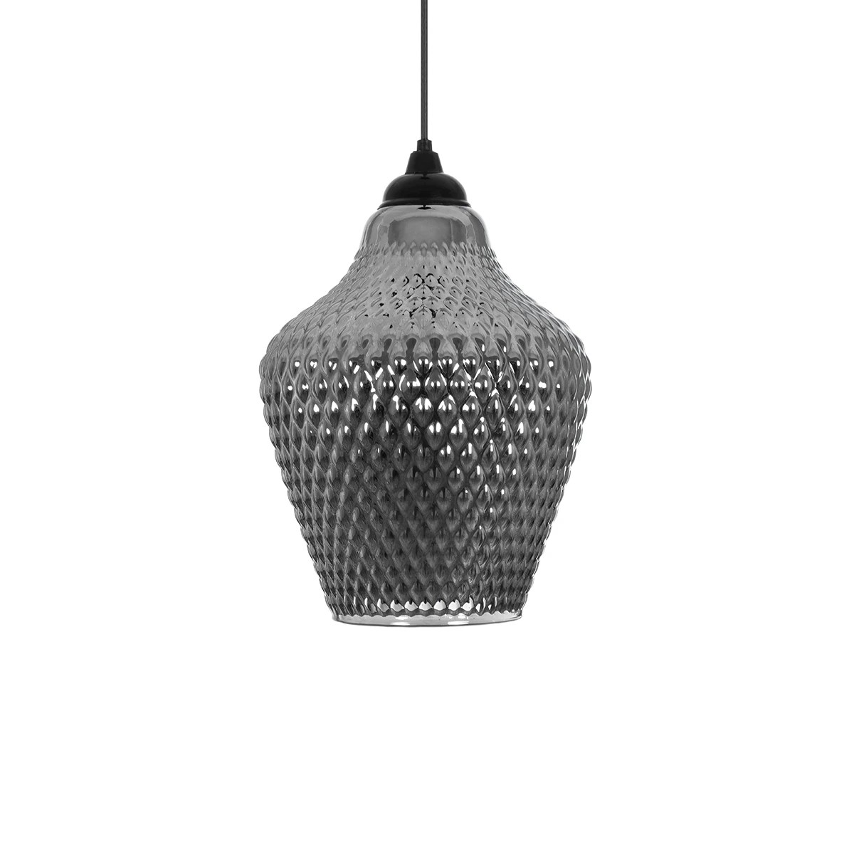 GLOBOSTAR® SKLO 206-0024 Μοντέρνο Κρεμαστό Φωτιστικό Οροφής με Ντουί 1 x E27 AC 220-240V IP20 - Μαύρο Φιμέ - Μ22 x Π22 x Υ31cm - Image 4