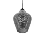 GLOBOSTAR® SKLO 206-0024 Μοντέρνο Κρεμαστό Φωτιστικό Οροφής με Ντουί 1 x E27 AC 220-240V IP20 - Μαύρο Φιμέ - Μ22 x Π22 x Υ31cm - Image 5