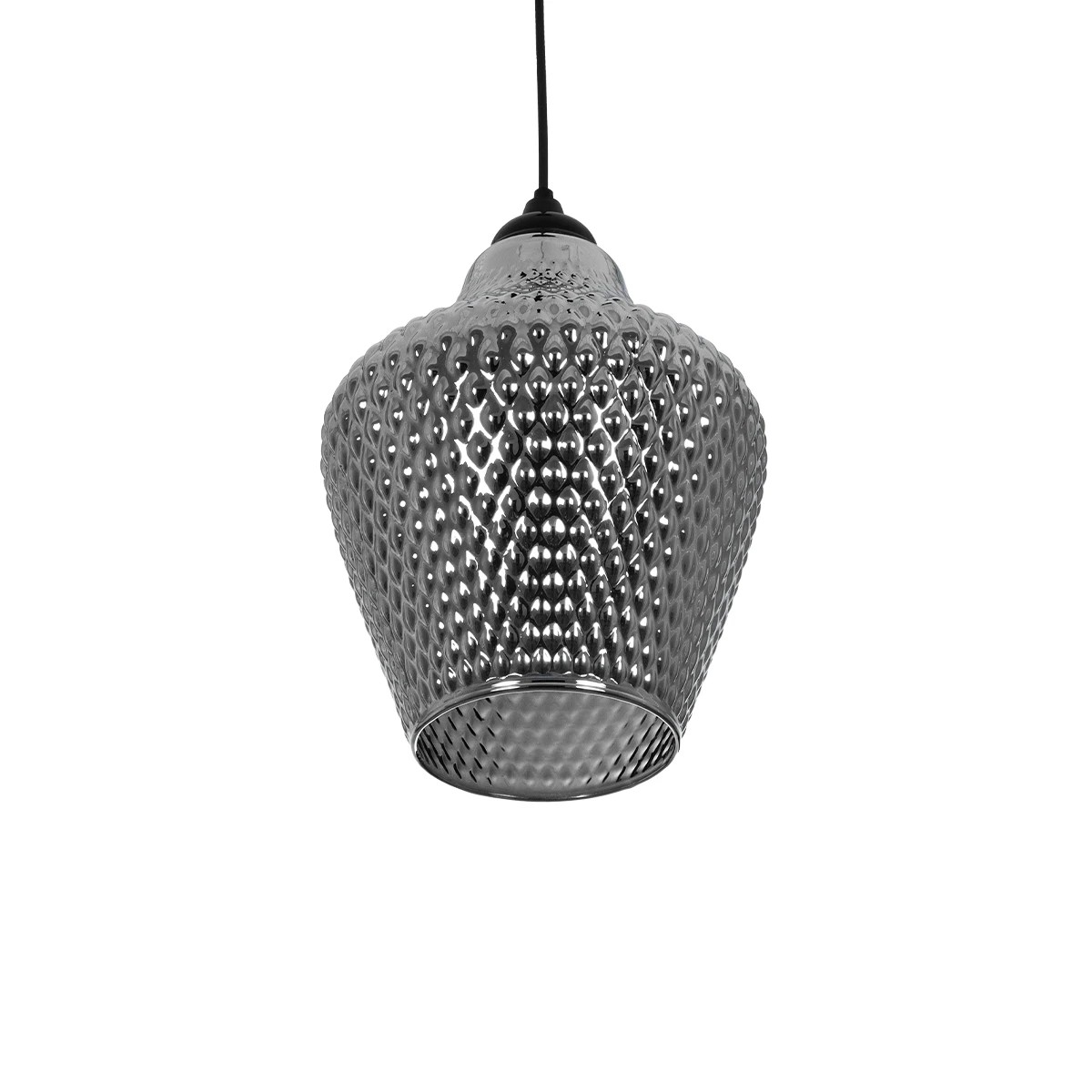 GLOBOSTAR® SKLO 206-0024 Μοντέρνο Κρεμαστό Φωτιστικό Οροφής με Ντουί 1 x E27 AC 220-240V IP20 - Μαύρο Φιμέ - Μ22 x Π22 x Υ31cm - Image 5