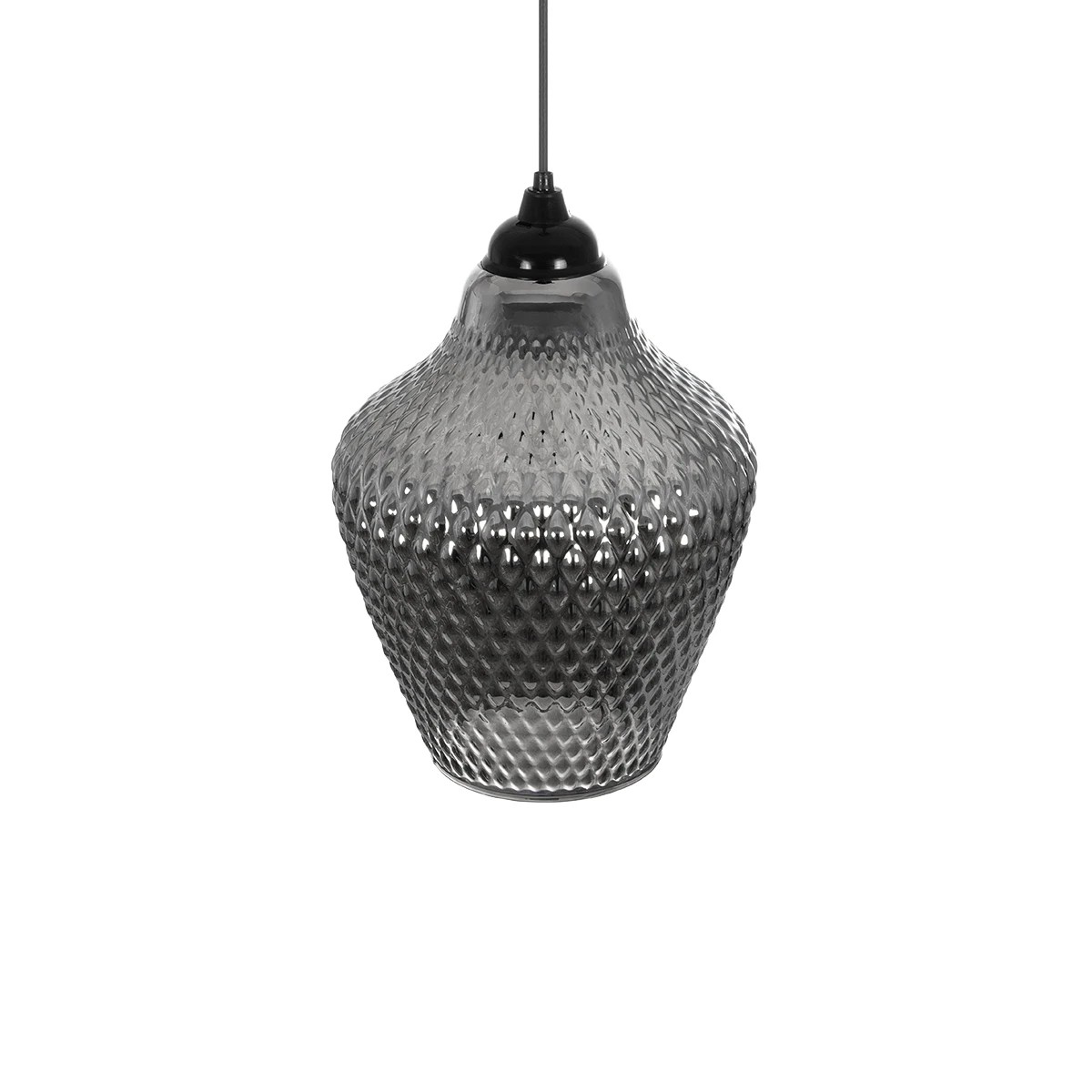 GLOBOSTAR® SKLO 206-0024 Μοντέρνο Κρεμαστό Φωτιστικό Οροφής με Ντουί 1 x E27 AC 220-240V IP20 - Μαύρο Φιμέ - Μ22 x Π22 x Υ31cm - Image 6