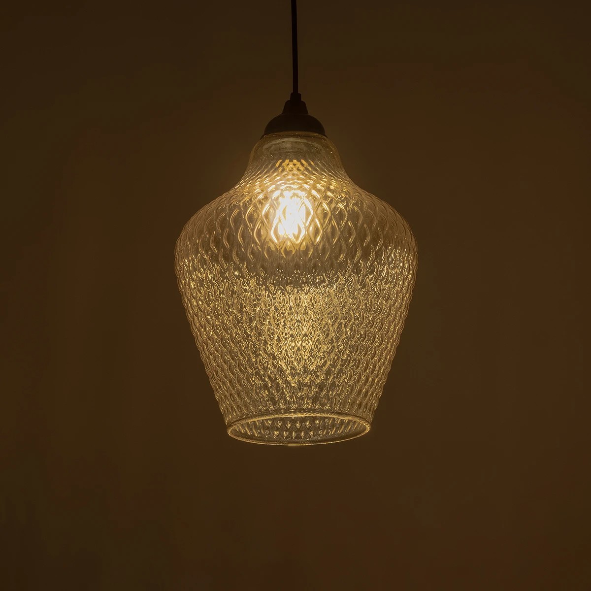 GLOBOSTAR® SKLO 206-0025 Μοντέρνο Κρεμαστό Φωτιστικό Οροφής με Ντουί 1 x E27 AC 220-240V IP20 - Mελί - Μ22 x Π22 x Υ31cm - Image 2