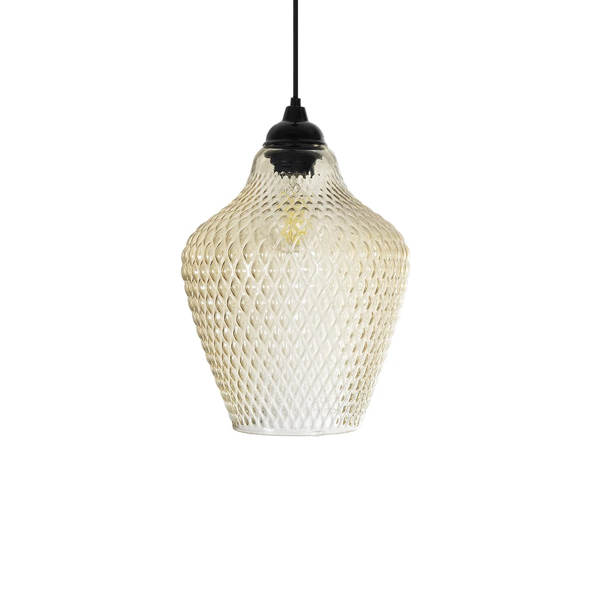 GLOBOSTAR® SKLO 206-0025 Μοντέρνο Κρεμαστό Φωτιστικό Οροφής με Ντουί 1 x E27 AC 220-240V IP20 - Mελί - Μ22 x Π22 x Υ31cm - Image 4