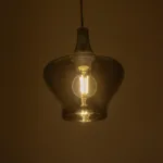GLOBOSTAR® OVOCE 206-0032 Μοντέρνο Κρεμαστό Φωτιστικό Οροφής με Ντουί 1 x E27 AC 220-240V IP20 - Μαύρο Φιμέ - Μ20 x Π20 x Υ22cm - Image 2