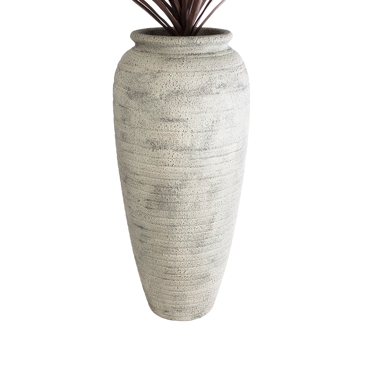 GloboStar® Artificial Garden IRISH 20720 Επιδαπέδιο Πολυεστερικό Τσιμεντένιο Κασπώ Γλάστρα - Flower Pot Μπεζ με Γκρι Φ55 x Υ120cm - Image 2