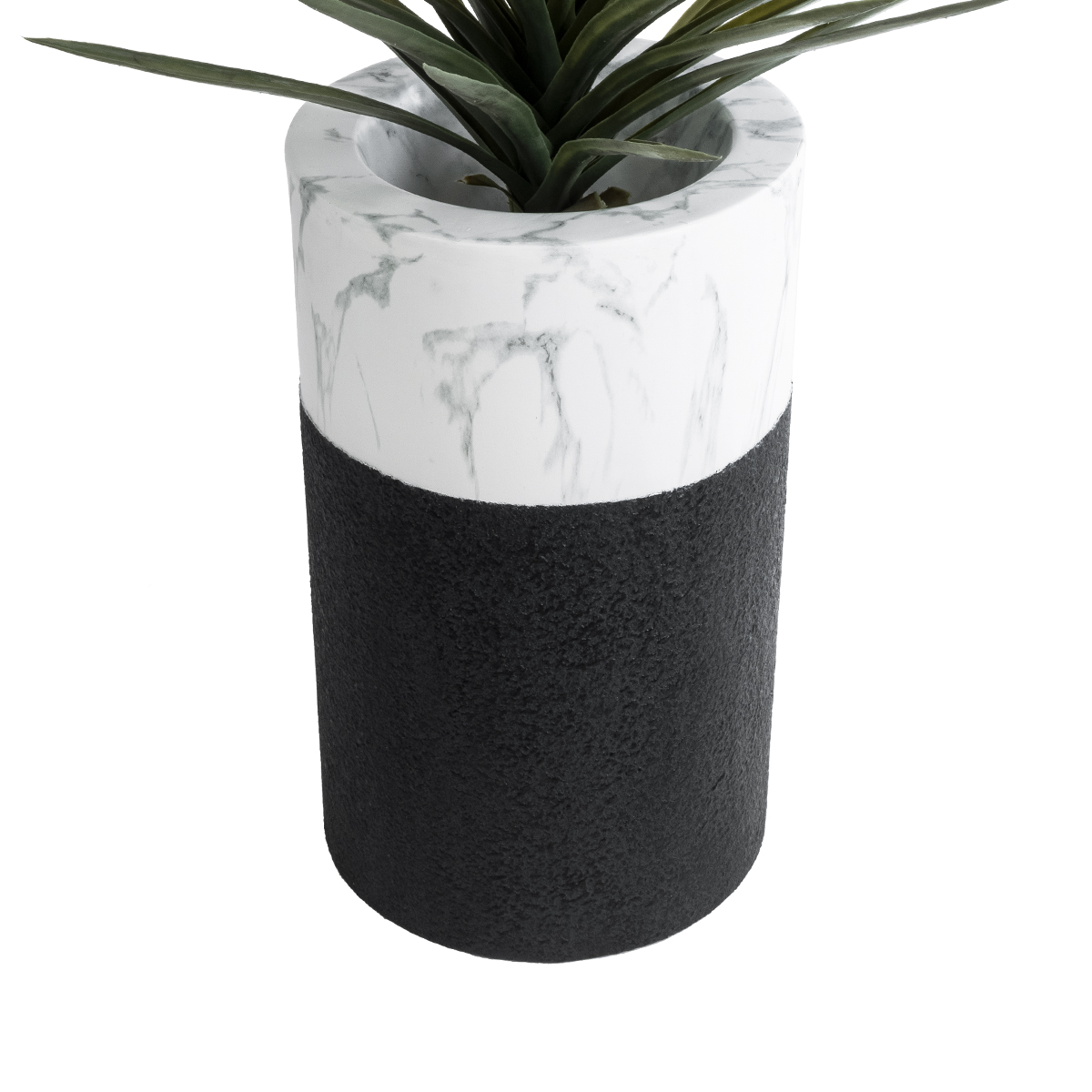 GloboStar® Artificial Garden ALMUDENA 20769 Επιδαπέδιο Πολυεστερικό Τσιμεντένιο Κασπώ Γλάστρα - Flower Pot Μαύρο με Λευκό Φ36 x Υ60cm - Image 3