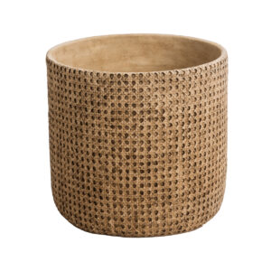 GloboStar® Artificial Garden GIUSEPPE 20800 Διακοσμητικό Πολυεστερικό Τσιμεντένιο Κασπώ Γλάστρα - Flower Pot Καφέ Φ35 x Υ33cm