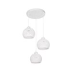 GloboStar® YASAM 203-0023 Vintage Κρεμαστό Φωτιστικό Πλέγμα Τρίφωτο 3 x E27 IP20 Λευκό Ρατάν - Μ42 x Π42 x Υ54cm