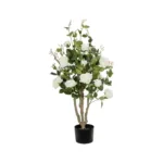GloboStar® Artificial Garden WHITE ROSES 21069 Τεχνητό Διακοσμητικό Δέντρο Τριανταφυλλιά Μ50 x Π50 x Υ90cm