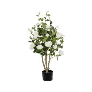 GloboStar® Artificial Garden WHITE ROSES 21069 Τεχνητό Διακοσμητικό Δέντρο Τριανταφυλλιά Μ50 x Π50 x Υ90cm