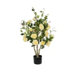 GloboStar® Artificial Garden YELLOW ROSES 21073 Τεχνητό Διακοσμητικό Δέντρο Τριανταφυλλιά Μ50 x Π50 x Υ90cm