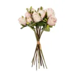 GloboStar® Artificial Garden PINK ROSE BOUQUET 21082 Τεχνητό Διακοσμητικό Μπουκέτο Τριαντάφυλλα Ροζ Y36cm