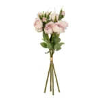 GloboStar® Artificial Garden DUSTY PINK ROSE BOUQUET 21084 Τεχνητό Διακοσμητικό Μπουκέτο Τριαντάφυλλα Ανοιχτό Ροζ Y44cm