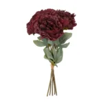 GloboStar® Artificial Garden RED PEONY FLOWER BOUQUET 21086 Τεχνητό Διακοσμητικό Μπουκέτο Κόκκινο Παιώνιας Y43cm