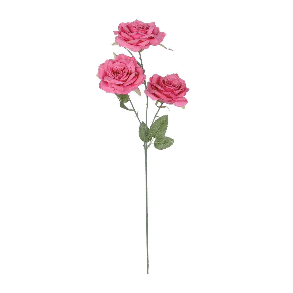 GloboStar® Artificial Garden HOT PINK ROSE BRANCH 21135 Τεχνητό Διακοσμητικό Κλαδί Τριαντάφυλλο Έντονο Ροζ Y66cm