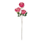 GloboStar® Artificial Garden HOT PINK ROSE BRANCH 21139 Τεχνητό Διακοσμητικό Κλαδί έντονο Ροζ Τριαντάφυλλο Y70cm