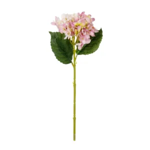 GloboStar® Artificial Garden PINK HYDRANGEA BRANCH 21144 Τεχνητό Διακοσμητικό Κλαδί Ροζ Ορτανσία Y47cm
