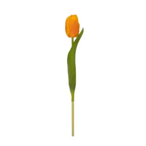 GloboStar® Artificial Garden ORANGE TULIP BRANCH 21202 Τεχνητό Διακοσμητικό Κλαδί Πορτοκαλί Τουλίπα Y37cm