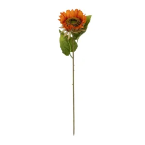 GloboStar® Artificial Garden ORANGE SUNFLOWER BRANCH 21213 Τεχνητό Διακοσμητικό Κλαδί Ηλιοτρόπιο Πορτοκαλί Y50cm