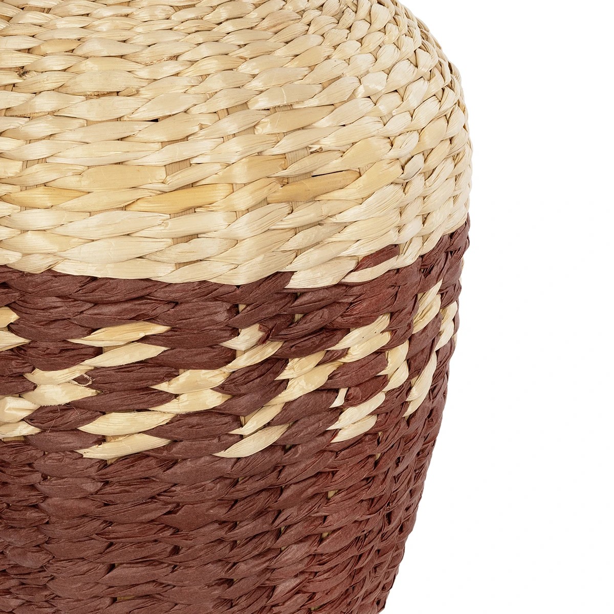 GloboStar® Artificial Garden TOULOUSE 21225 Διακοσμητικό Πλεκτό Καλάθι - Κασπώ Γλάστρα - Flower Pot Μπεζ με Κόκκινο Π25 x M25 x Υ32cm - Image 4