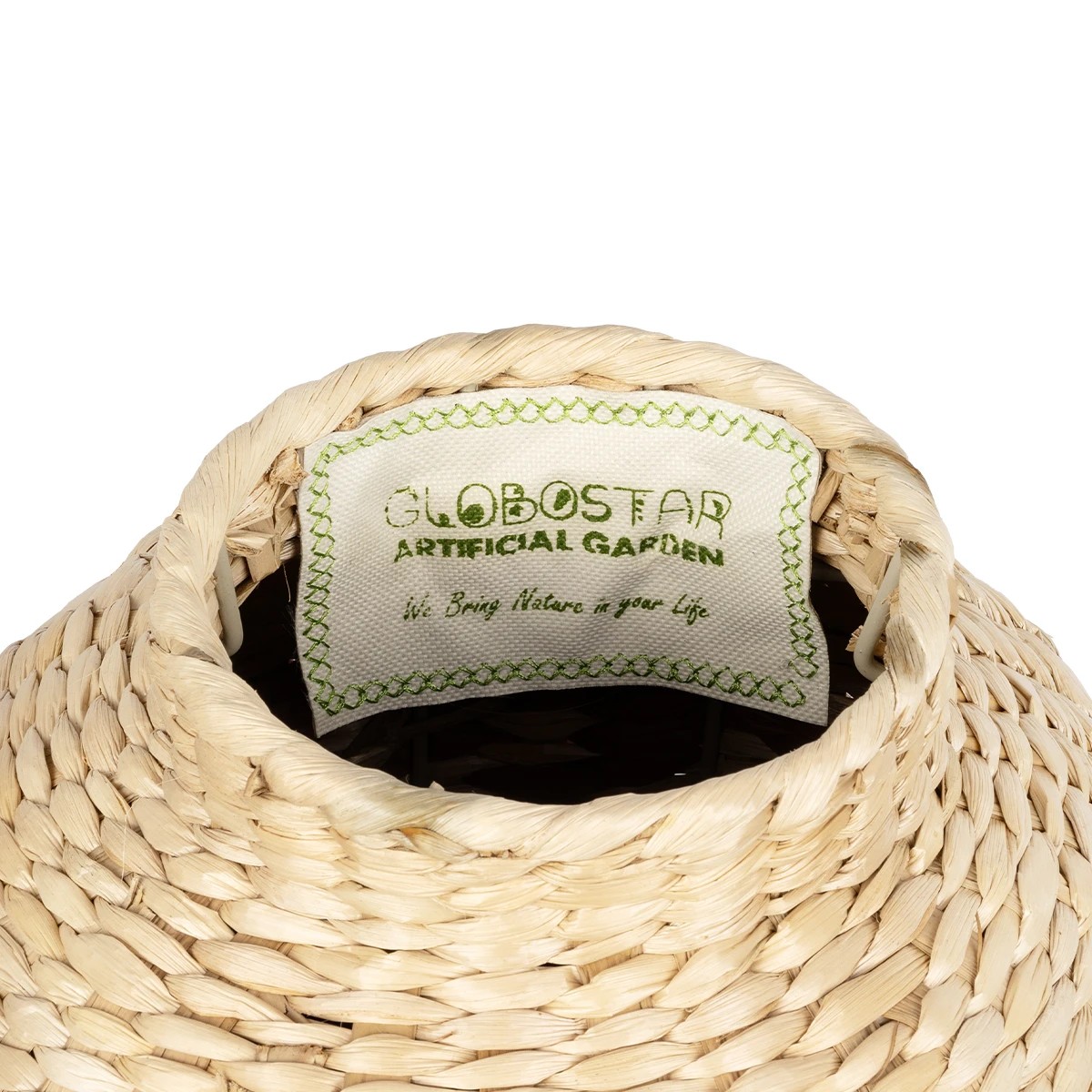GloboStar® Artificial Garden TOULOUSE 21225 Διακοσμητικό Πλεκτό Καλάθι - Κασπώ Γλάστρα - Flower Pot Μπεζ με Κόκκινο Π25 x M25 x Υ32cm - Image 5