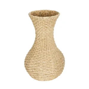 GloboStar® Artificial Garden SANDIAGO 21234 Διακοσμητικό Πλεκτό Καλάθι - Κασπώ Γλάστρα - Flower Pot Μπεζ Π25 x M25 x x Υ40cm