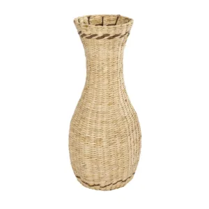 GloboStar® Artificial Garden MONACO 21235 Διακοσμητικό Πλεκτό Καλάθι - Κασπώ Γλάστρα - Flower Pot Μπεζ Φ29cm x Υ60cm