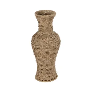 GloboStar® Artificial Garden TEXAS 21238 Διακοσμητικό Πλεκτό Καλάθι - Κασπώ Γλάστρα - Flower Pot Μπεζ Μ20 x Π20 x Υ43cm