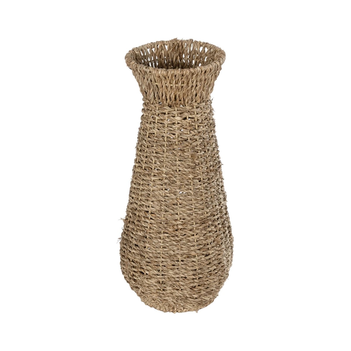 GloboStar® Artificial Garden PANAMA 21241 Διακοσμητικό Πλεκτό Καλάθι - Κασπώ Γλάστρα - Flower Pot Μπεζ Μ20 x Π20 x Υ40cm