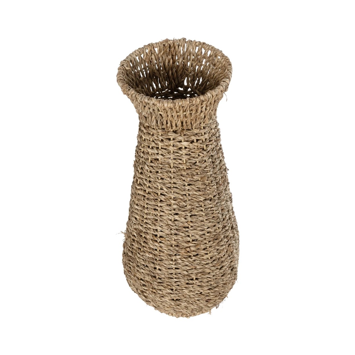 GloboStar® Artificial Garden PANAMA 21241 Διακοσμητικό Πλεκτό Καλάθι - Κασπώ Γλάστρα - Flower Pot Μπεζ Μ20 x Π20 x Υ40cm - Image 2