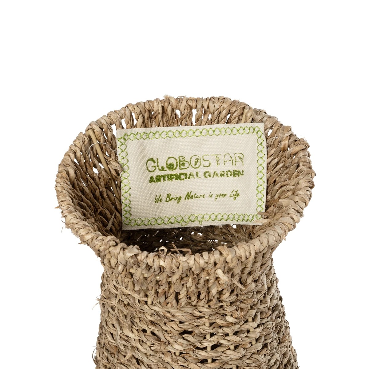 GloboStar® Artificial Garden PANAMA 21241 Διακοσμητικό Πλεκτό Καλάθι - Κασπώ Γλάστρα - Flower Pot Μπεζ Μ20 x Π20 x Υ40cm - Image 5