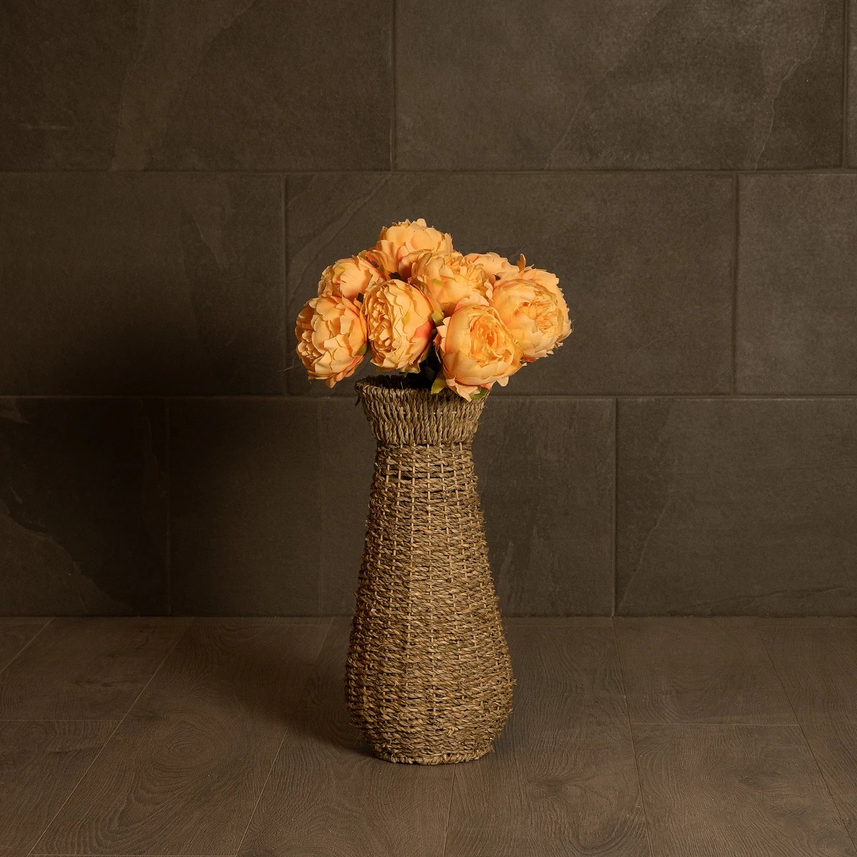 GloboStar® Artificial Garden PANAMA 21241 Διακοσμητικό Πλεκτό Καλάθι - Κασπώ Γλάστρα - Flower Pot Μπεζ Μ20 x Π20 x Υ40cm - Image 6