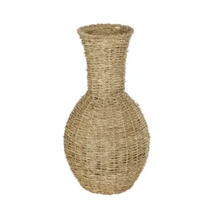 GloboStar® Artificial Garden MAUI 21242 Διακοσμητικό Πλεκτό Καλάθι - Κασπώ Γλάστρα - Flower Pot Μπεζ Π22 x M22 x Υ40cm