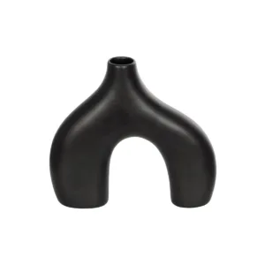 GloboStar® Artificial Garden TOLEDO 21249 Διακοσμητικό Κεραμικό Βάζo Μαύρο Π27 x Μ6 x Υ24 cm