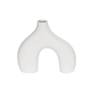 GloboStar® Artificial Garden TOLEDO 21251 Διακοσμητικό Κεραμικό Βάζo Λευκό Π27 x Μ6 x Υ24 cm