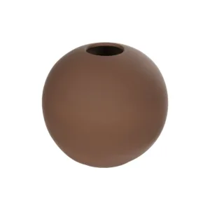 GloboStar® Artificial Garden SANUR 21261 Διακοσμητικό Κεραμικό Βάζo Καφέ Π22 x Μ22 x Υ20cm