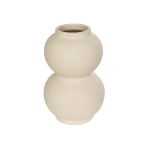 GloboStar® Artificial Garden PEARL 21265 Διακοσμητικό Κεραμικό Βάζo Μπεζ Π13 x Μ13 x Υ21cm