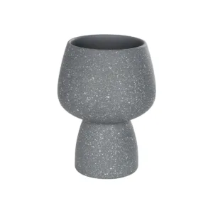 GloboStar® Artificial Garden SAMUI 21271 Διακοσμητικό Κεραμικό Βάζo Γκρι Π16 x Μ16 x Υ20cm