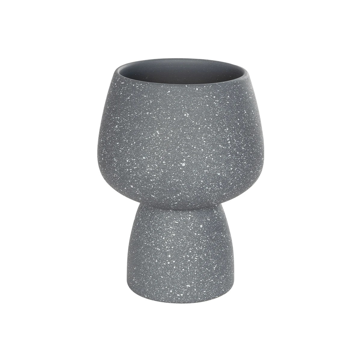 GloboStar® Artificial Garden SAMUI 21271 Διακοσμητικό Κεραμικό Βάζo Γκρι Π16 x Μ16 x Υ20cm