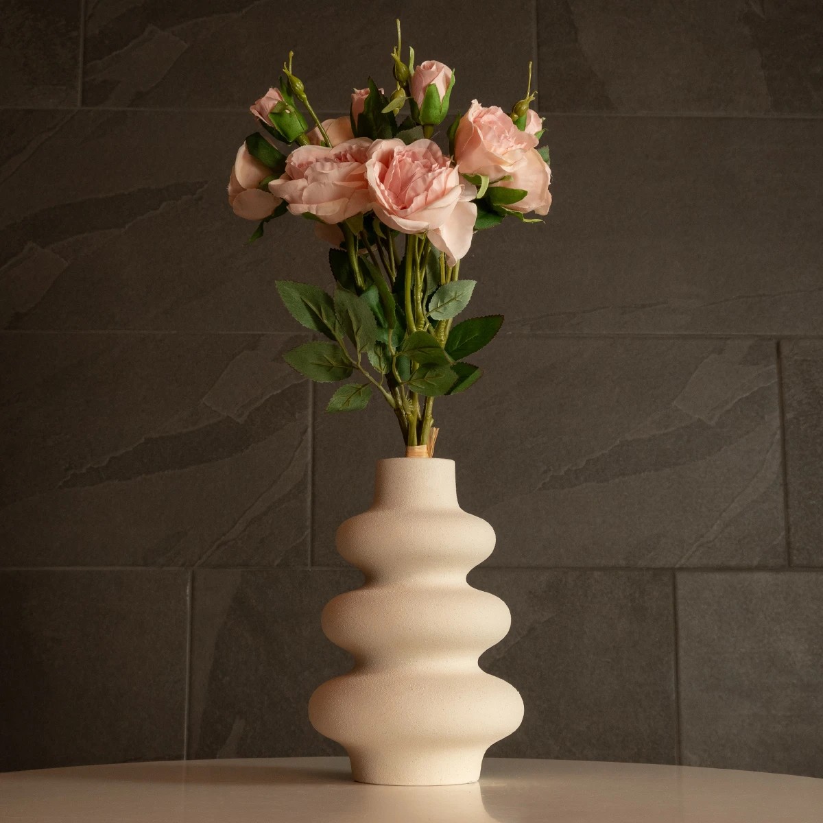 GloboStar® Artificial Garden THAILAND 21278 Διακοσμητικό Κεραμικό Βάζo Μπεζ Π14 x Μ14 x Υ21cm - Image 6