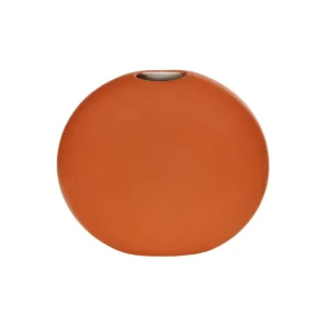 GloboStar® Artificial Garden CINNAMON 21291 Διακοσμητικό Κεραμικό Βάζo Πορτοκαλί Π15 x Μ15 x Υ14cm