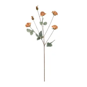 GloboStar® Artificial Garden SALMON ROSE BRANCH 21302 Τεχνητό Διακοσμητικό Κλαδί Τριαντάφυλλα Ροζ Y80cm