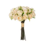 GloboStar® Artificial Garden CHAMPAGNE ROSE BOUQUET 21305 Τεχνητό Διακοσμητικό Μπουκέτο Τριαντάφυλλα Ροζ Y24cm
