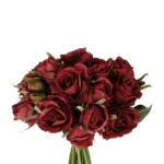 GloboStar® Artificial Garden RED ROSE BOUQUET 21307 Τεχνητό Διακοσμητικό Μπουκέτο Τριαντάφυλλα Κοκκινο Y24cm - Image 2