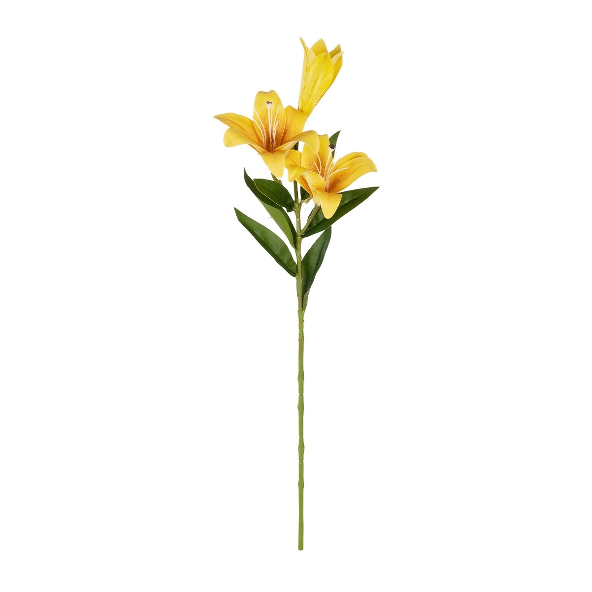GloboStar® Artificial Garden YELLOW LILLY BRANCH 21311 Τεχνητό Διακοσμητικό Κλαδί Κίτρινο Κρίνο Y72cm