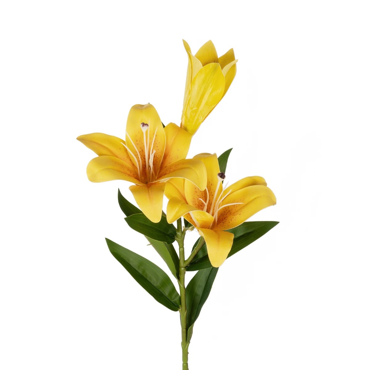 GloboStar® Artificial Garden YELLOW LILLY BRANCH 21311 Τεχνητό Διακοσμητικό Κλαδί Κίτρινο Κρίνο Y72cm - Image 2