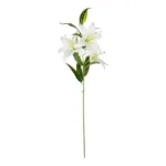 GloboStar® Artificial Garden WHITE LILLY BRANCH 21312 Τεχνητό Διακοσμητικό Κλαδί Λευκό Κρίνο Y95cm