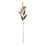 GloboStar® Artificial Garden PINK LILLY BRANCH 21313 Τεχνητό Διακοσμητικό Κλαδί Ροζ Κρίνο Y106cm