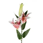 GloboStar® Artificial Garden PINK LILLY BRANCH 21313 Τεχνητό Διακοσμητικό Κλαδί Ροζ Κρίνο Y106cm - Image 2
